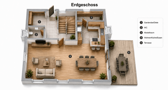 Haus 1 EG - 3D